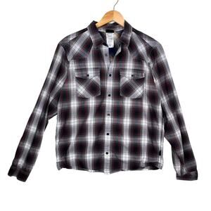 patagonia men's organic cotton long sleeve plaid button up shirt size medium